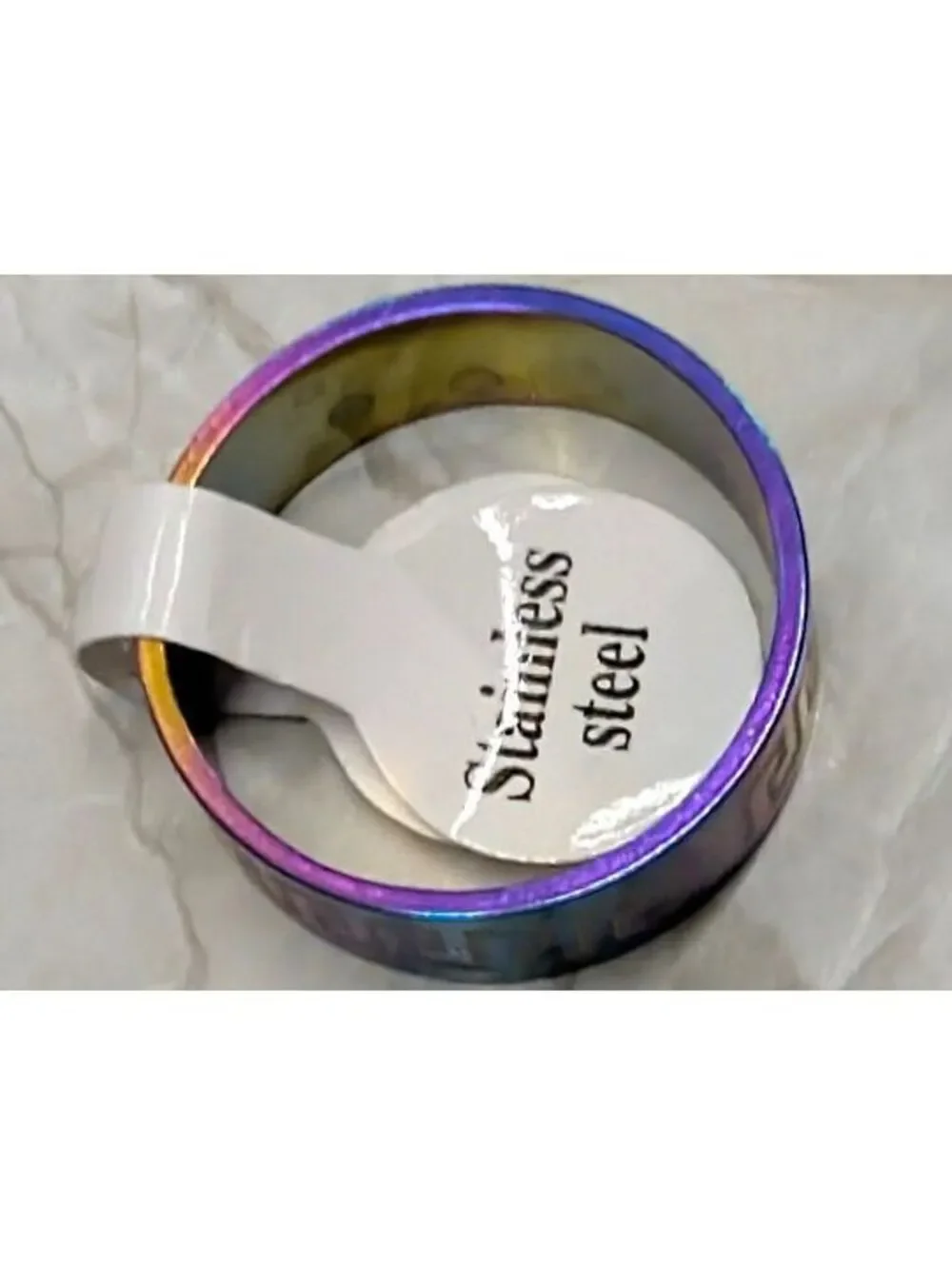New Stainless Steel Ring PLus Size 9 Rainbow Greek Key Multicolor Band Boho